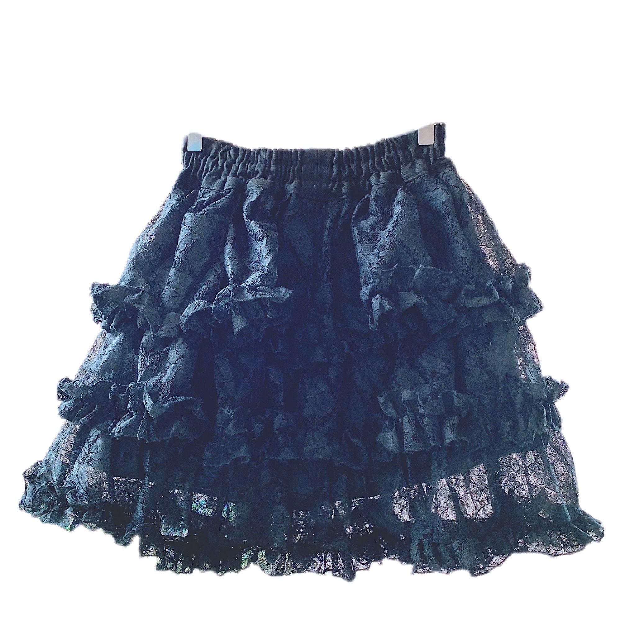 Vintage y2k steampunk goth punk princess black lace tulle puffy skirt